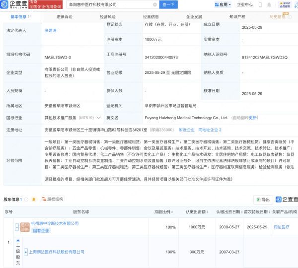 优配无忧  润达医疗成立新公司，业务含生物化工产品技术研发